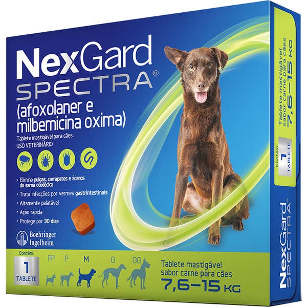 Antipulgas e Carrapatos NexGard Spectra para Cães de 7,6 a 15 Kg
